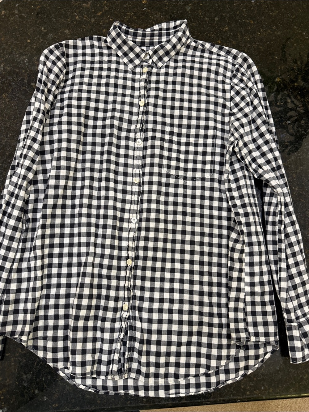 Women's Black & White Gingham Button-Up Shirt J. Crew